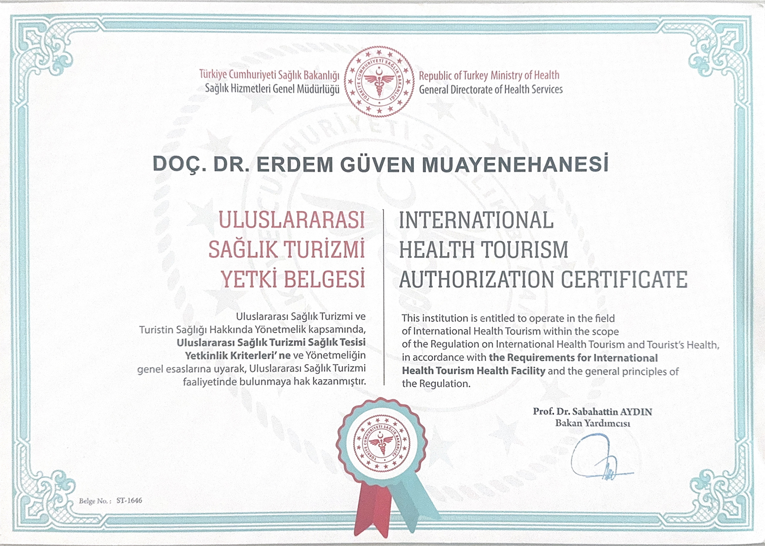 Sağlık Turizm Belgesi